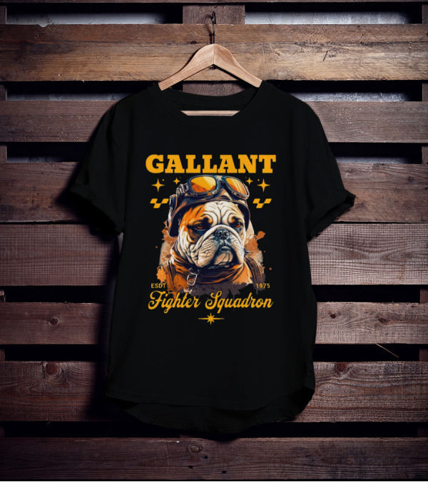 Gallant Bulldog Fighter Squadron 1975 Vintage Pilot Theme ESDT T-Shirt