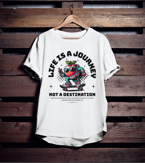 LIFE IS A JOURNEY NOT A DESTINATION SKATEBOARDING APPLE CHARACTER T-Shirt
