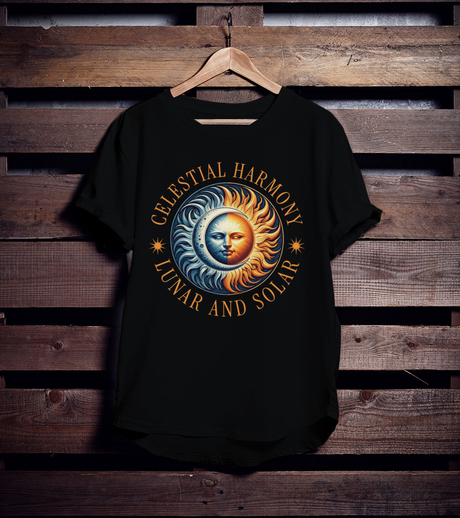 Celestial Harmony Lunar And Solar Duality Moon And Sun Symmetry T-Shirt
