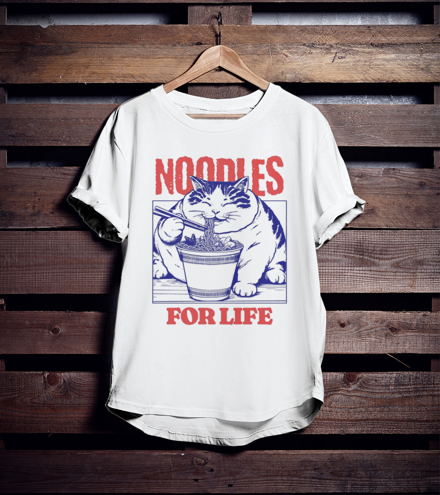 Noodles For Life Cat Eating Ramen T-Shirt