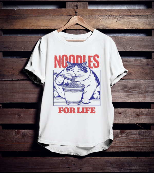 Noodles For Life Cat Eating Ramen T-Shirt