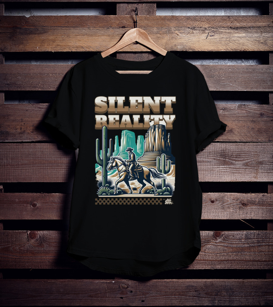 Silent Reality Cowboy Landscape With Cactus And Buttes T-Shirt