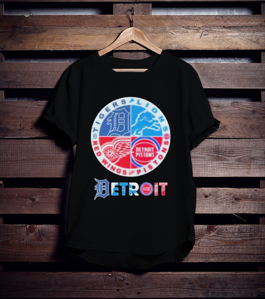 Detroit Tigers Lions Red Wings Pistons Circle T-Shirt