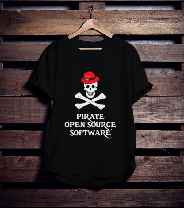 Jeff Geerling Pirate Open Source Software Skull With Red Hat T-Shirt