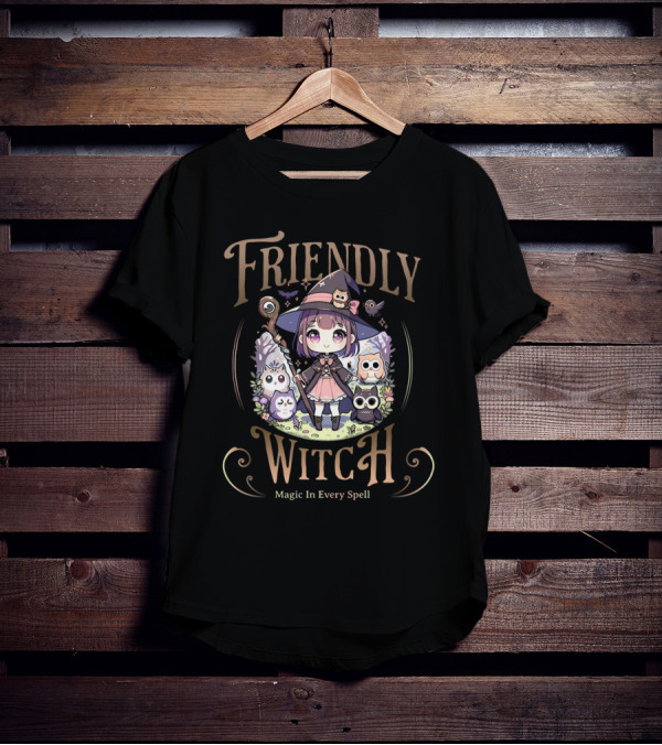 Friendly Witch Magic In Every Spell Kawai Owls Cute Anime T-Shirt