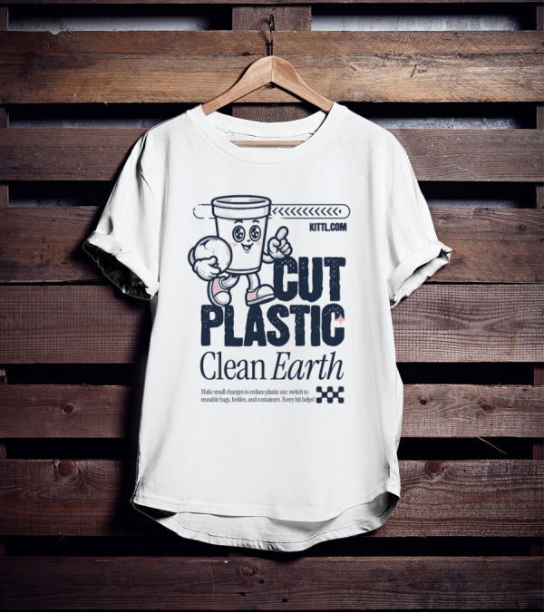 CUT PLASTIC Clean Earth KITTLCOM T-Shirt