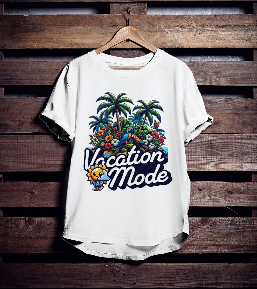 Vacation Mode Tropical Paradise Parrots And Palms T-Shirt