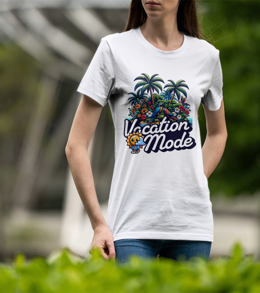Vacation Mode Tropical Paradise Parrots And Palms T-Shirt