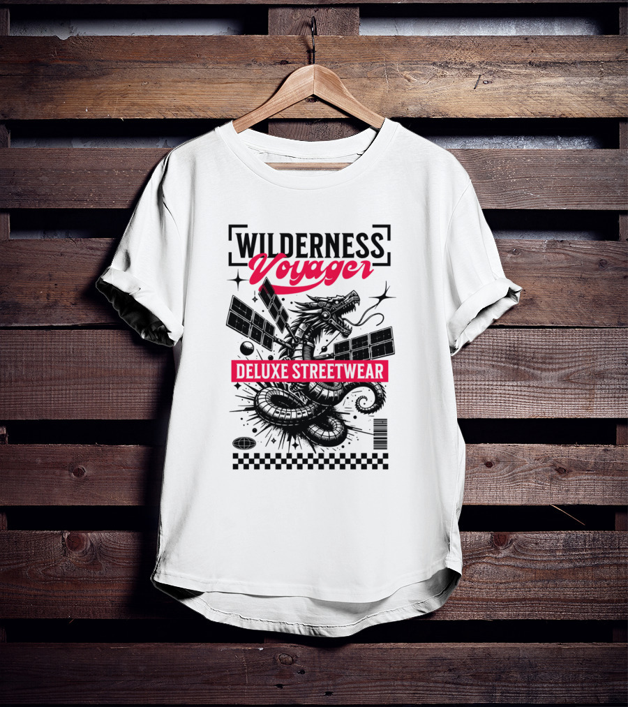 Wilderness Voyager Deluxe Streetwear Dragon Satellite T-Shirt