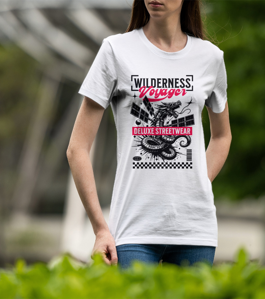 Wilderness Voyager Deluxe Streetwear Dragon Satellite T-Shirt