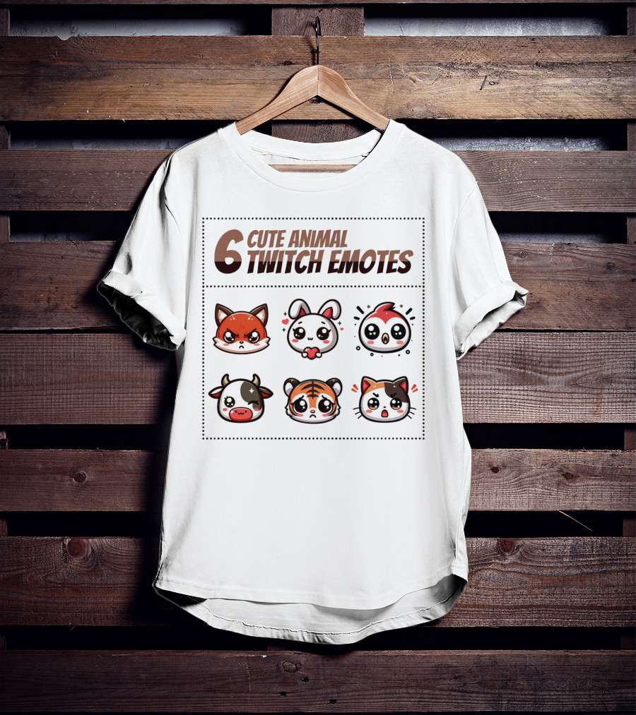6 Cute Animal Twitch Emotes T-Shirt