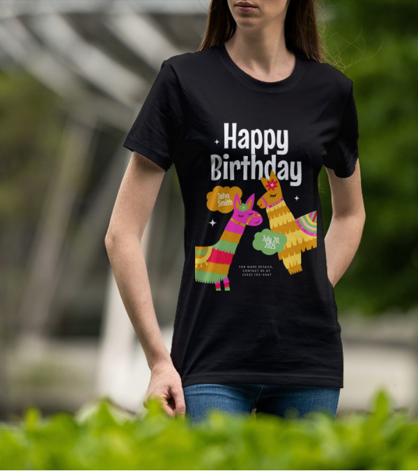 Happy Birthday John Smith Llamas July 20 2025 T-Shirt