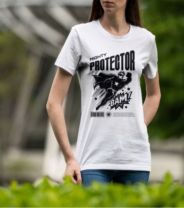 Mighty Protector BAAM Retro Comic Style Superhero T-Shirt