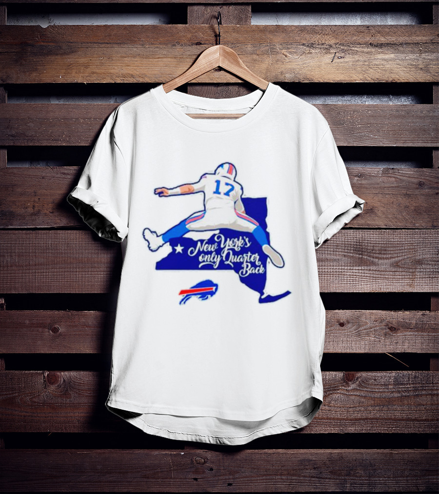 Buffalo Bills 17 New York's Only Quarterback With Iconic Jump And Team Colors T-Shirt