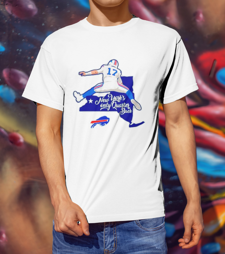 Buffalo Bills 17 New York's Only Quarterback With Iconic Jump And Team Colors T-Shirt