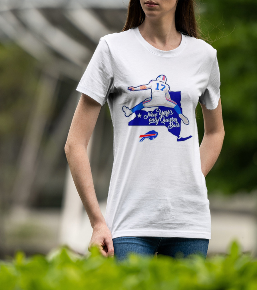 Buffalo Bills 17 New York's Only Quarterback With Iconic Jump And Team Colors T-Shirt
