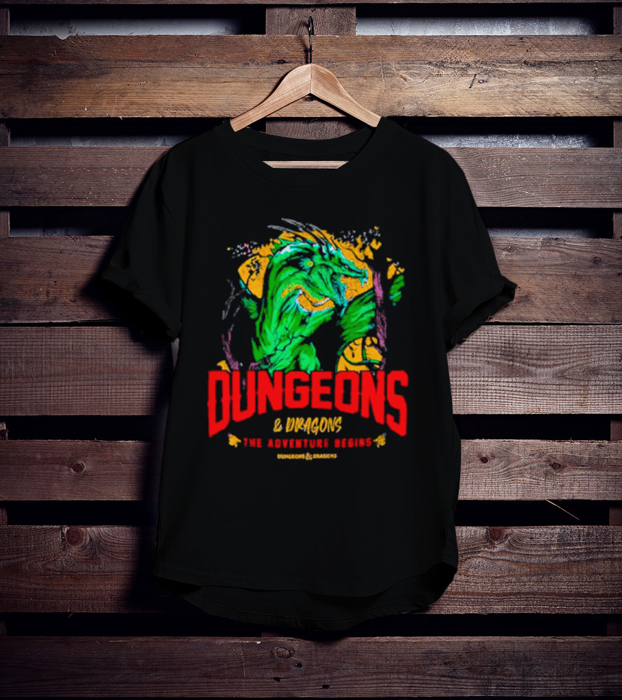 Dungeons And Dragons The Adventure Begins Green Dragon Fantasy T-Shirt