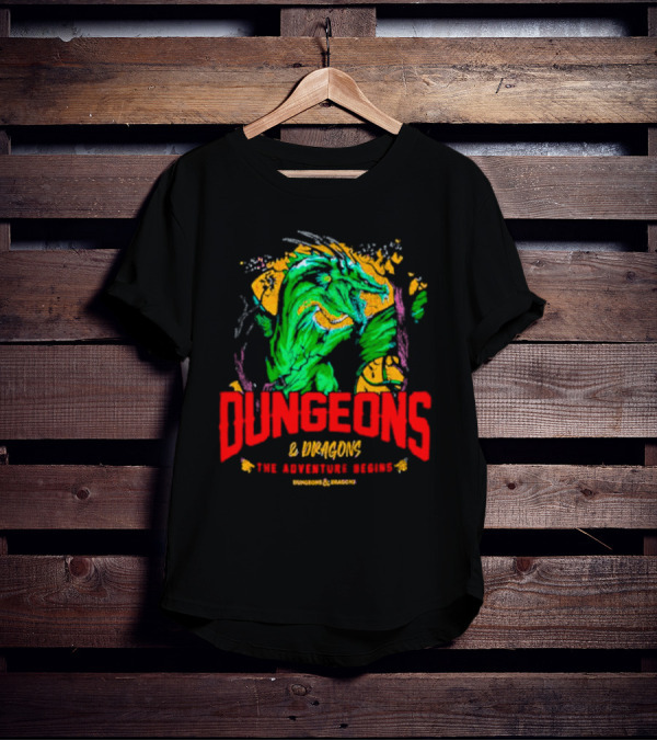 Dungeons And Dragons The Adventure Begins Green Dragon Fantasy T-Shirt