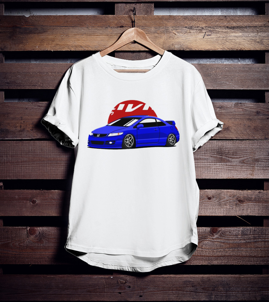 Civic SI JDM Cars Blue Honda With Japanese Characters T-Shirt
