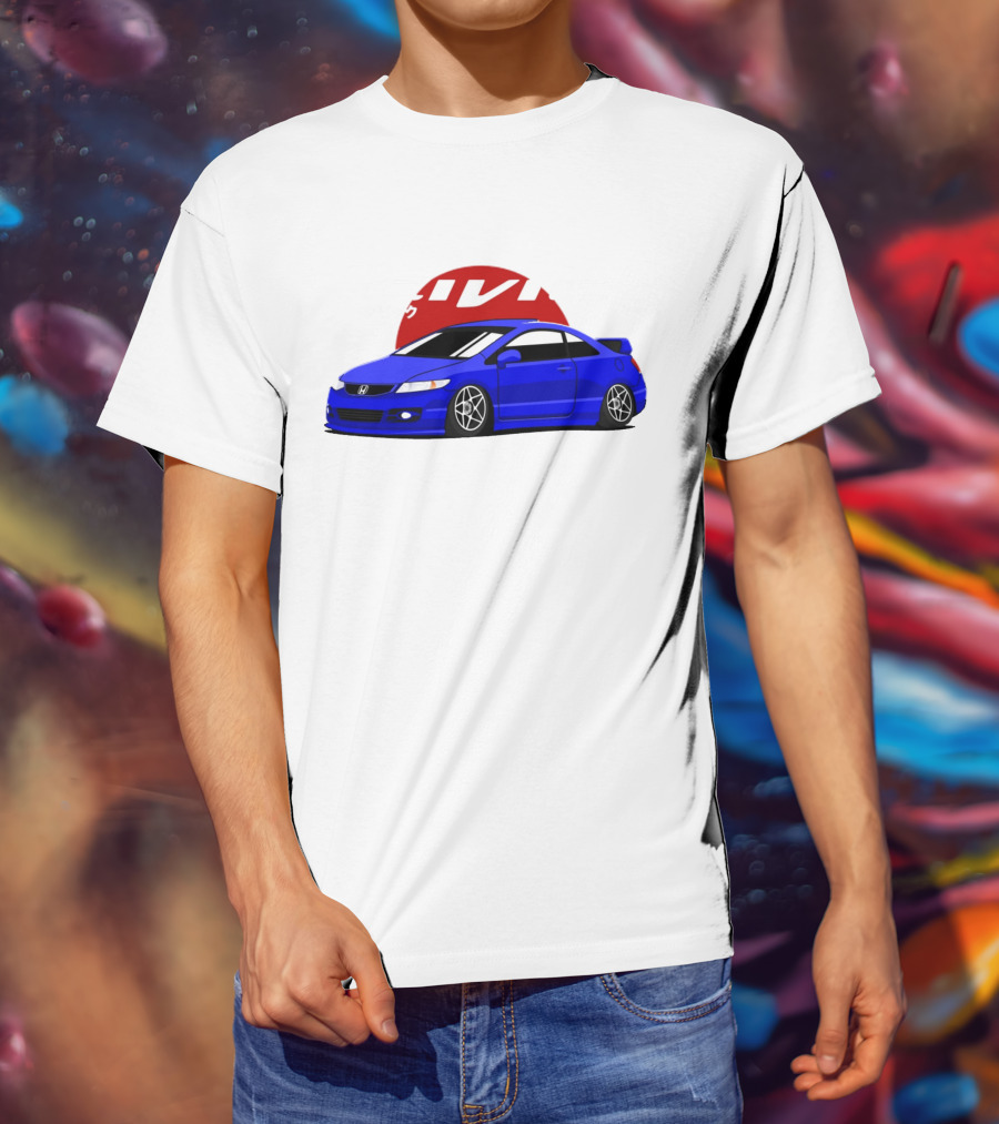Civic SI JDM Cars Blue Honda With Japanese Characters T-Shirt