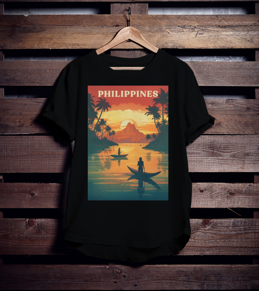 Philippines Sunset Canoe Adventure Tropical Paradise Scene T-Shirt