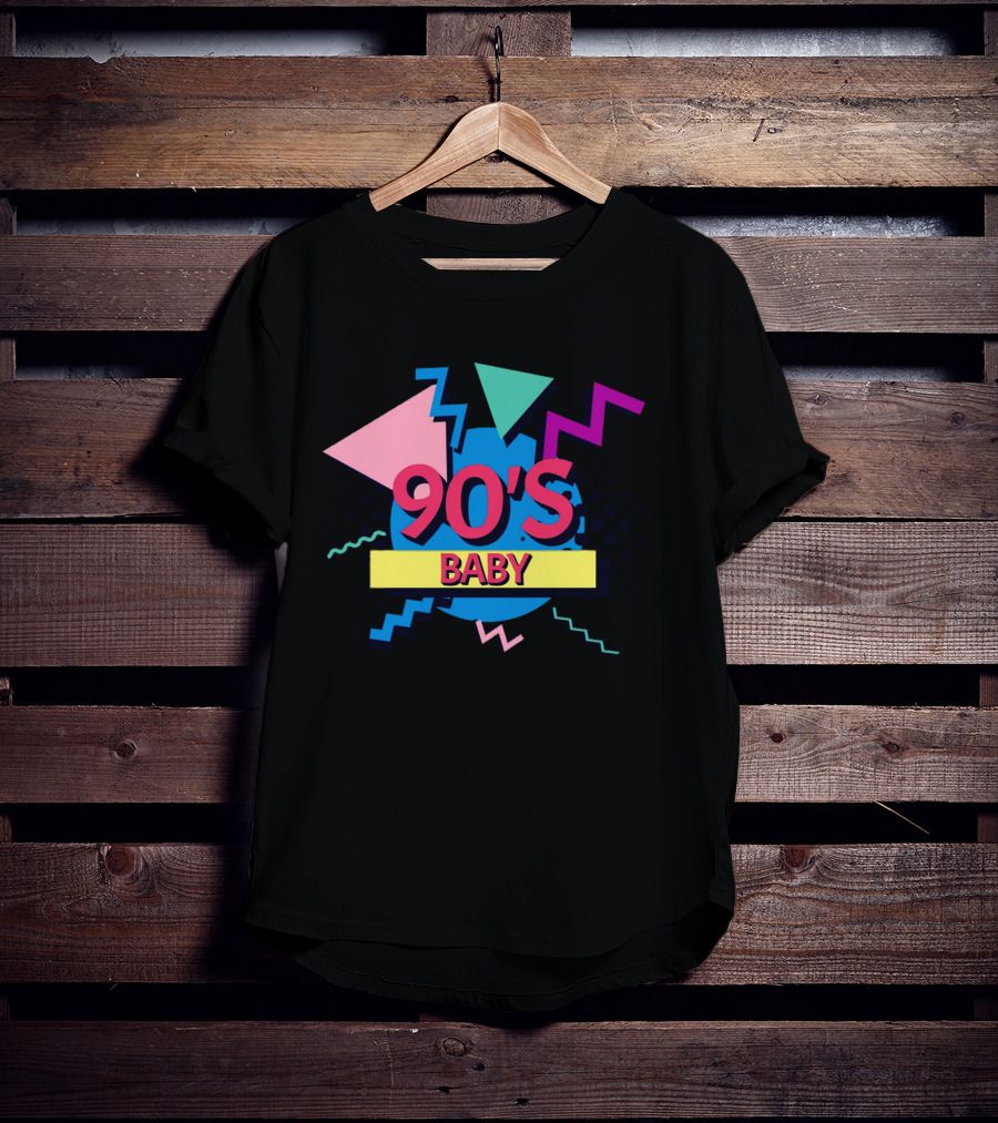 90's Baby Retro Geometric Shapes Colorful Triangles Zigzag T-Shirt