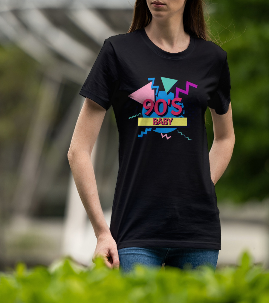90's Baby Retro Geometric Shapes Colorful Triangles Zigzag T-Shirt
