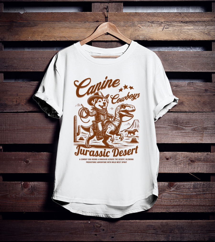 Canine Cowboys Jurassic Desert Adventure With Wild West Spirit T-Shirt