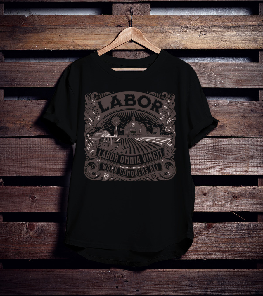 Labor Omnia Vincit Work Conquers All Farm Barn Windmill T-Shirt