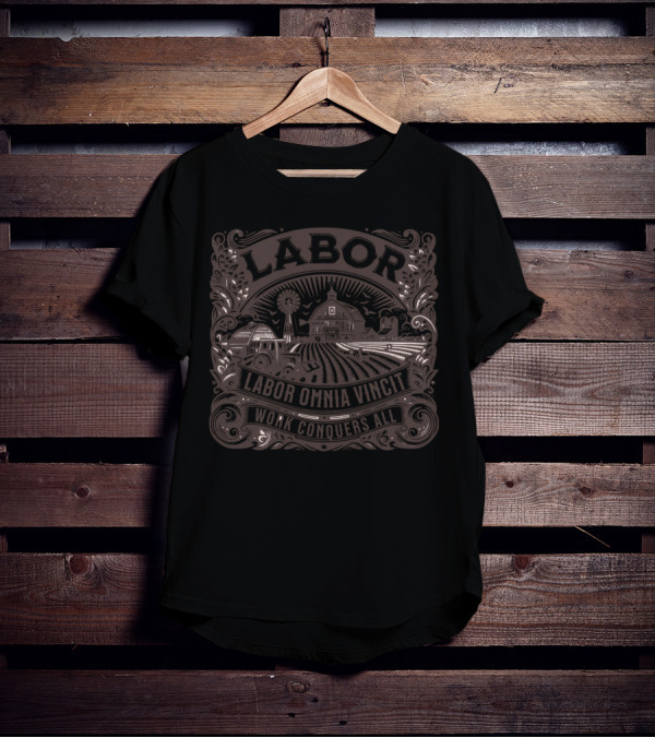Labor Omnia Vincit Work Conquers All Farm Barn Windmill T-Shirt