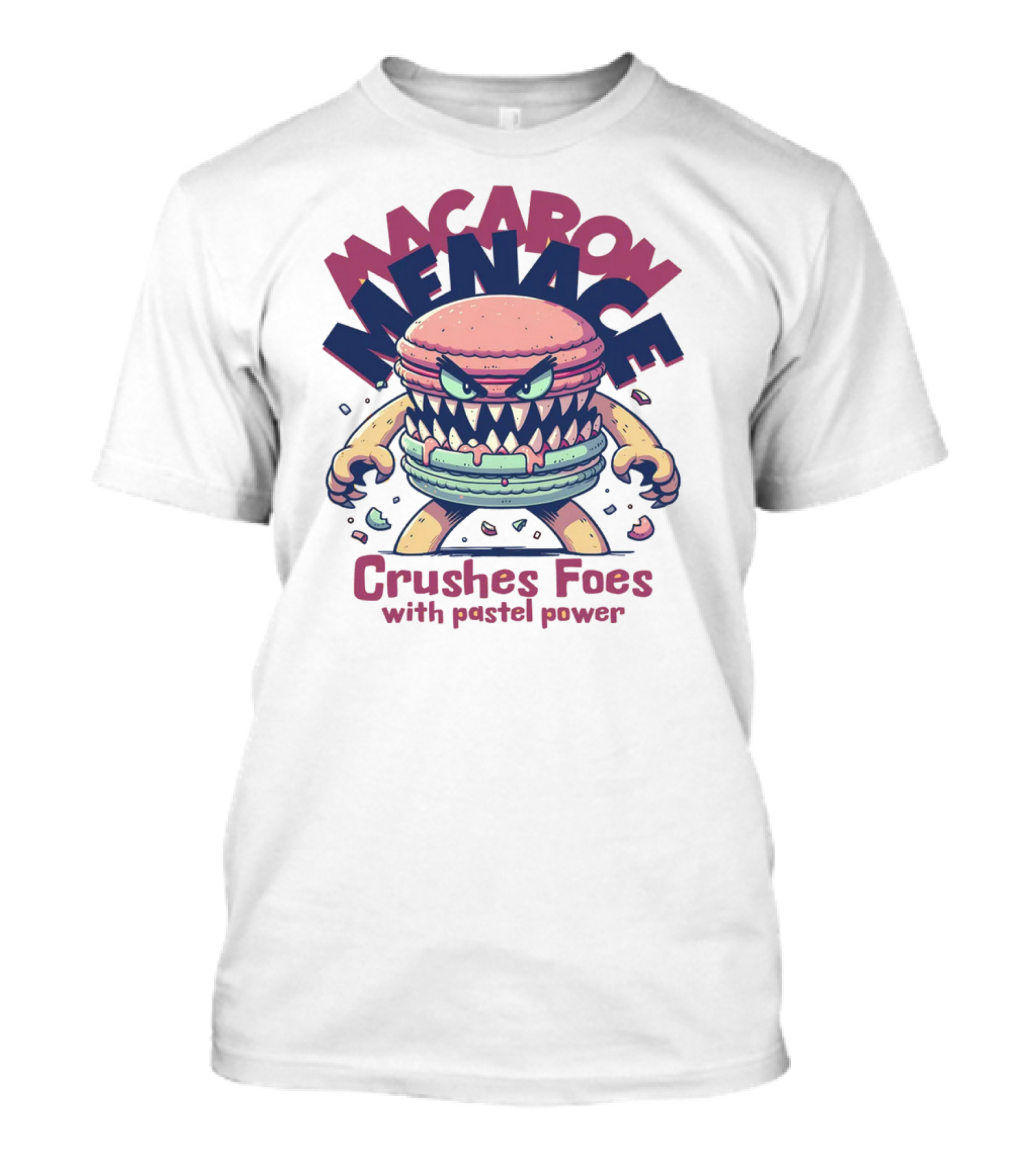Macaron Menace Crushes Foes With Pastel Power T-Shirt