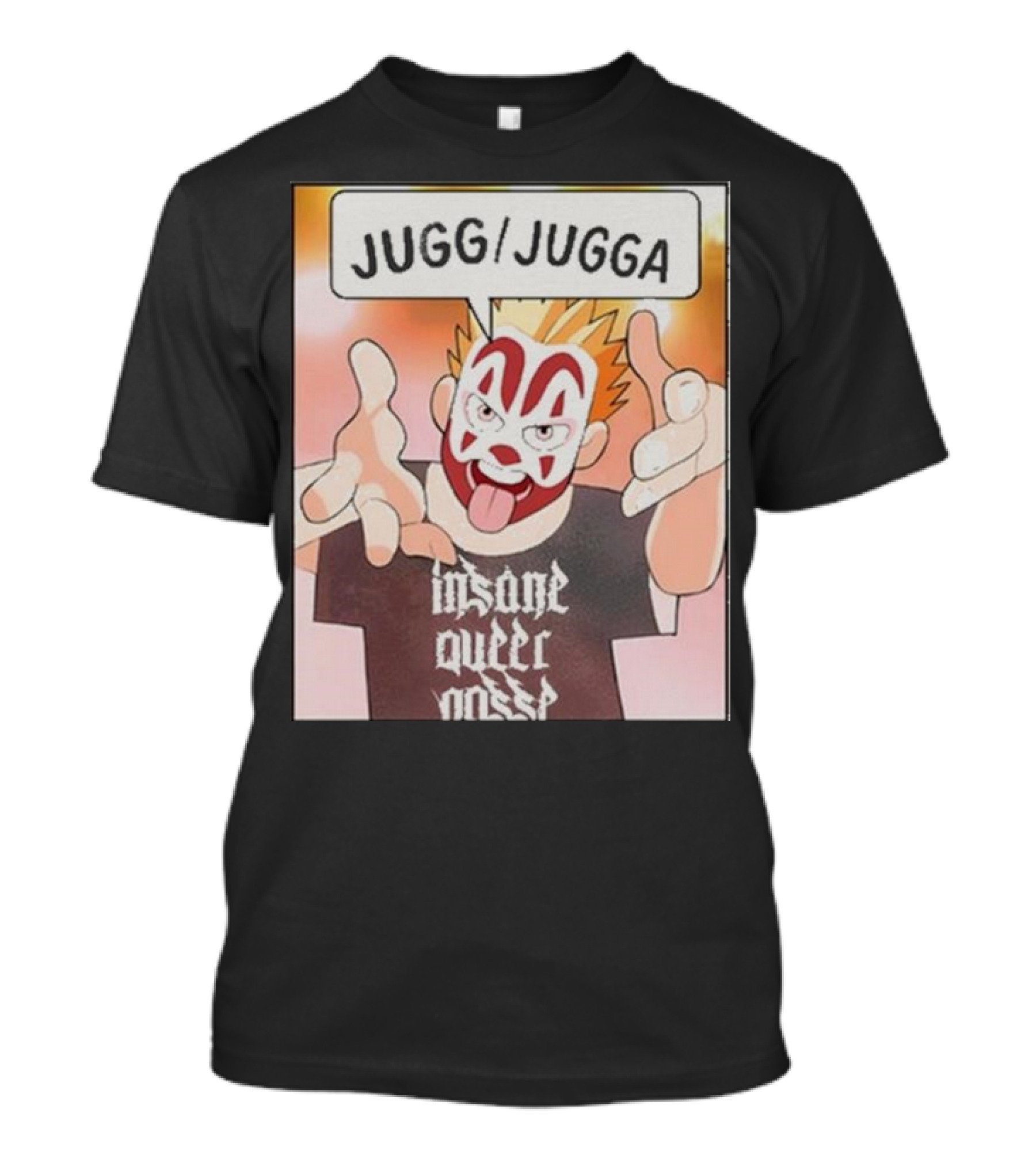 Jugg Jugga Insane Queer Posse Cartoon Character Clown Face T-Shirt