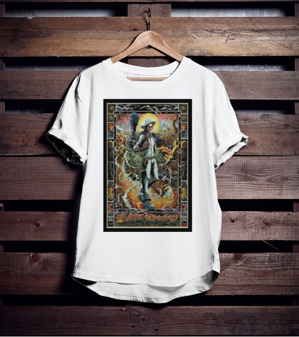 The Avett Brothers Skeleton Cowboy With Guitar And Sunburst Background Stanford T-Shirt