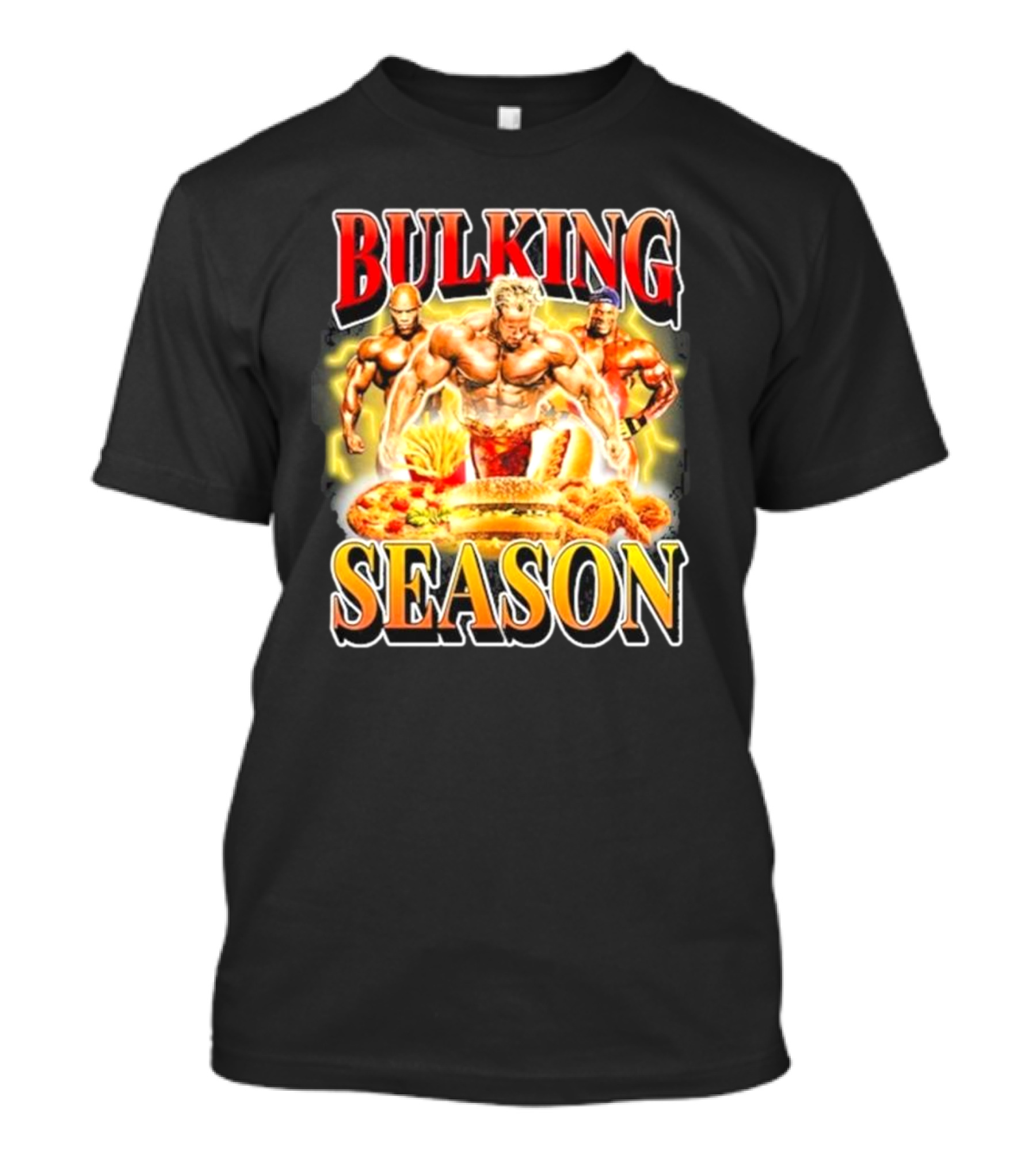 Notsafeforwear Bulking Season Muscular Trio And Feast T-Shirt