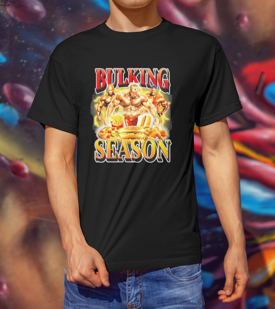 Notsafeforwear Bulking Season Muscular Trio And Feast T-Shirt