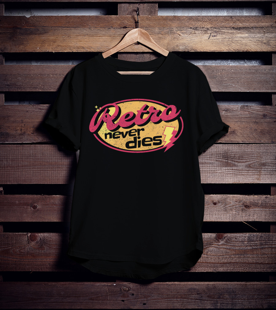 Retro Never Dies Lightning Grunge T-Shirt