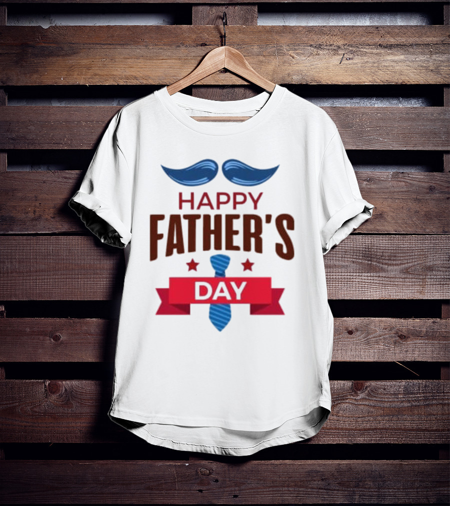 Happy Father's Day Blue Mustache And Tie T-Shirt