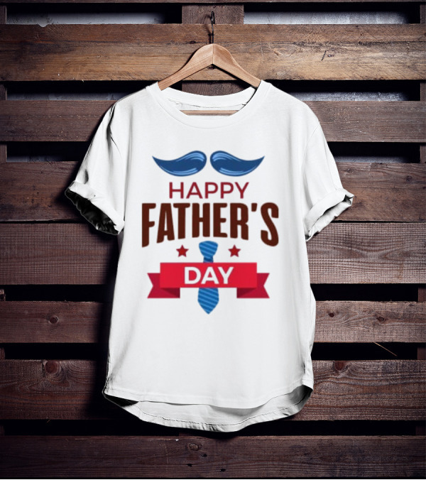 Happy Father's Day Blue Mustache And Tie T-Shirt
