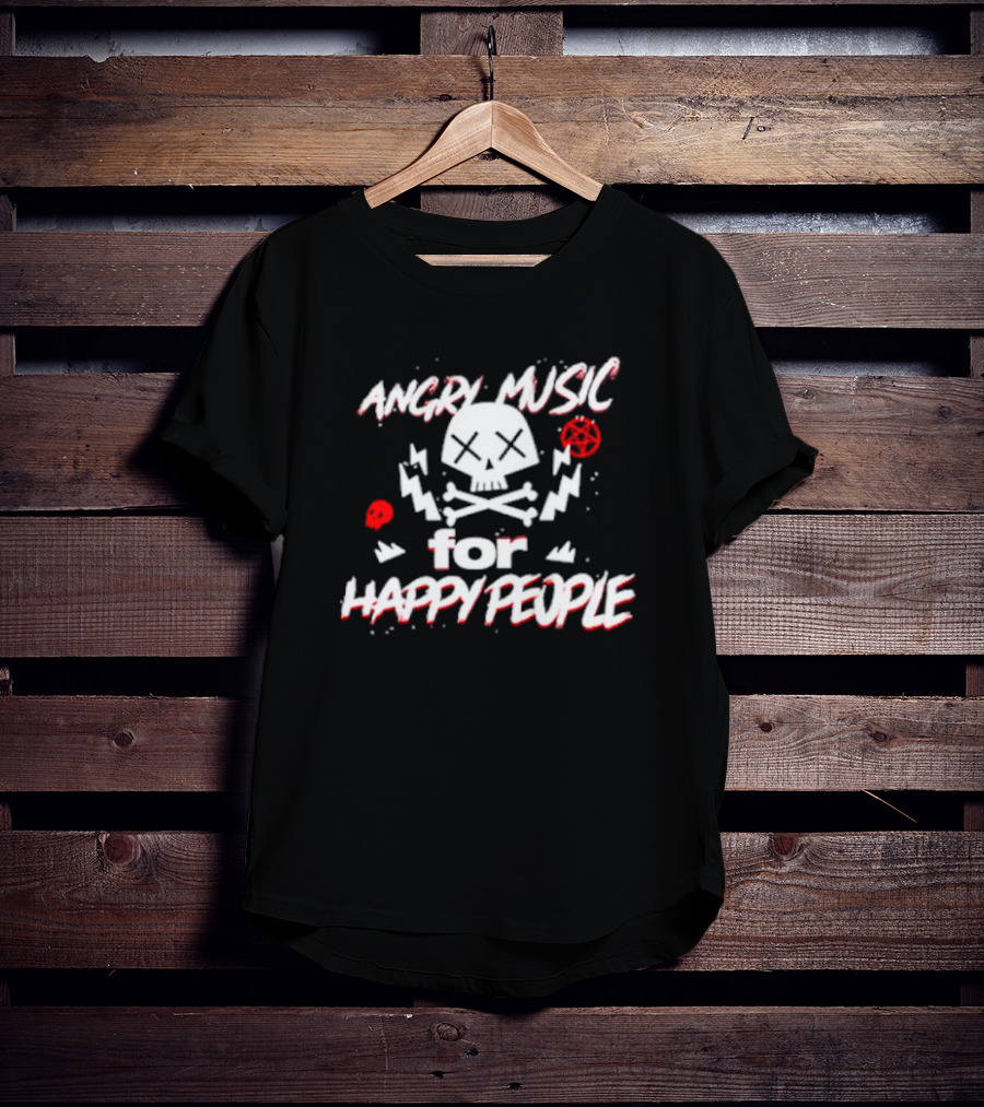 Angry Music For Happy People Skull Lightning Crossbones T-Shirt