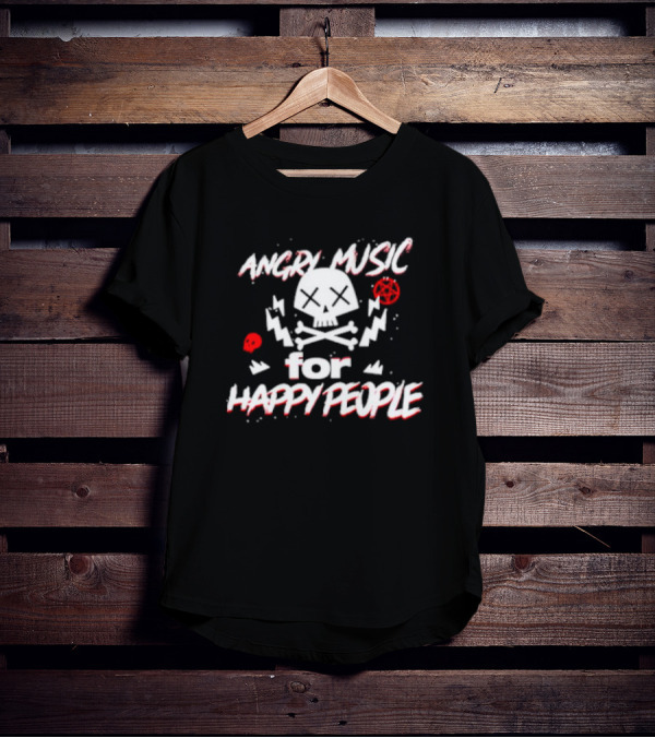 Angry Music For Happy People Skull Lightning Crossbones T-Shirt