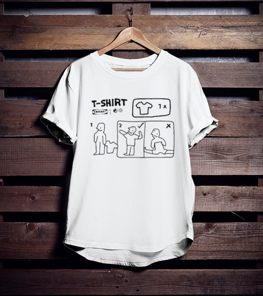 T-Shirt Flat Pack Ikean’t Humor Instructions Drawing T-Shirt