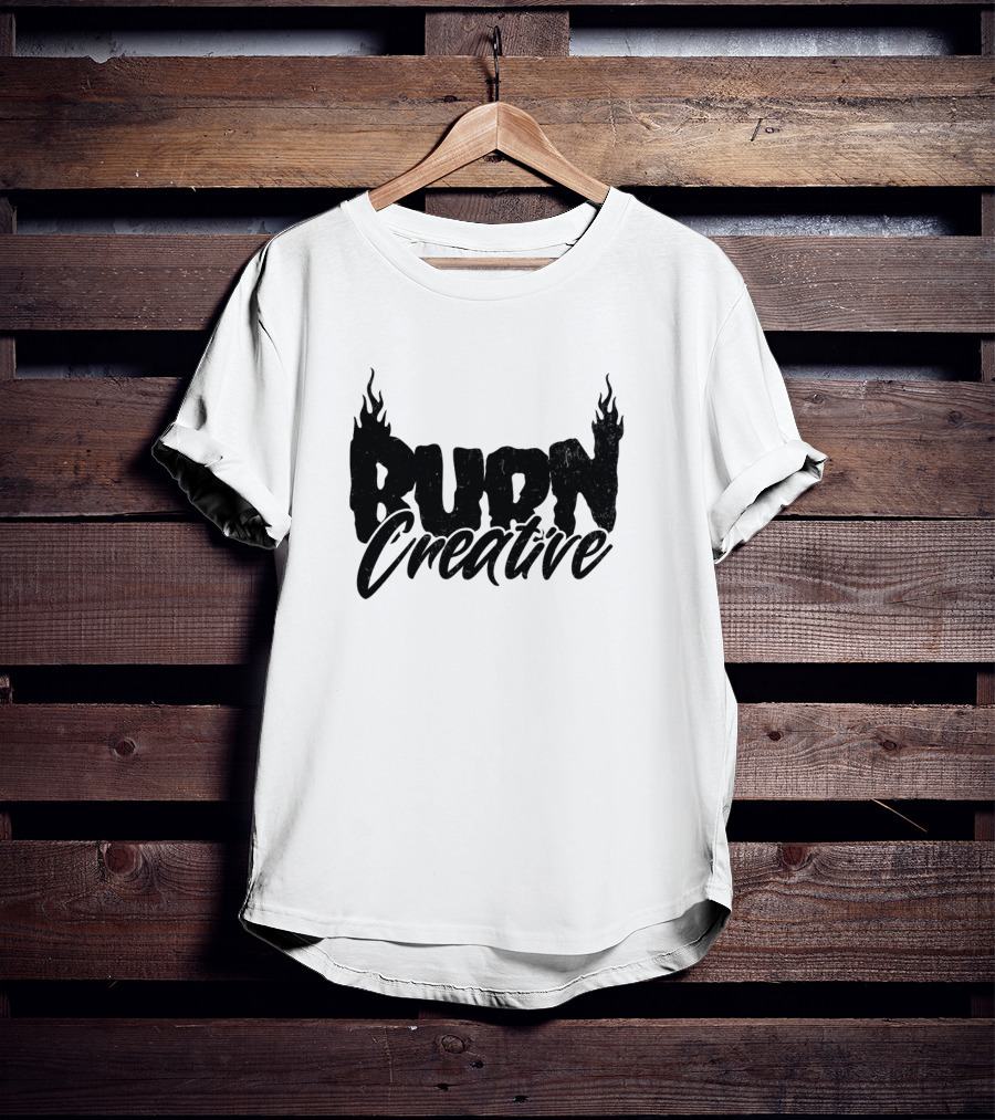 Burn Creative Flame Text T-Shirt