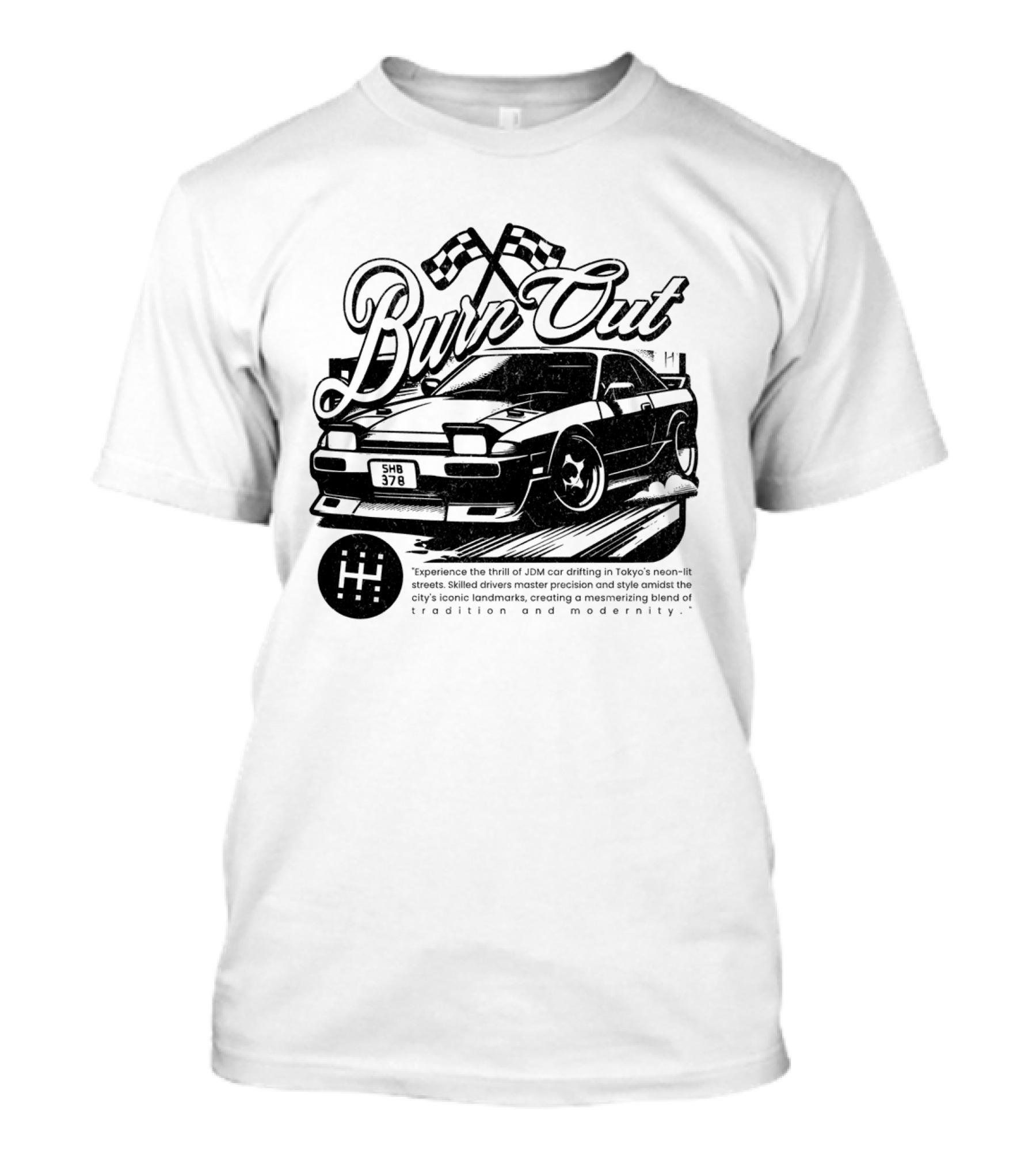 Burn Out JDM Car Drifting Tokyo Streets Tradition And Modernity T-Shirt