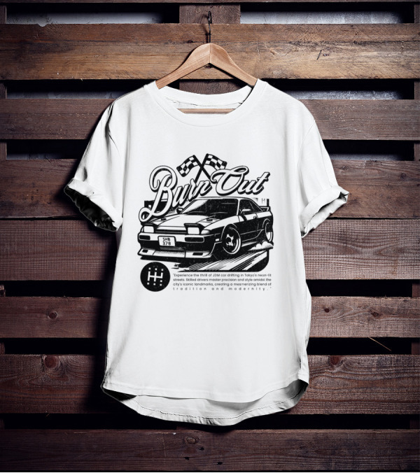 Burn Out JDM Car Drifting Tokyo Streets Tradition And Modernity T-Shirt