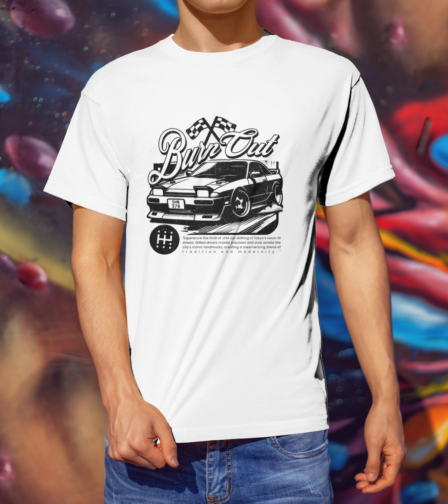 Burn Out JDM Car Drifting Tokyo Streets Tradition And Modernity T-Shirt