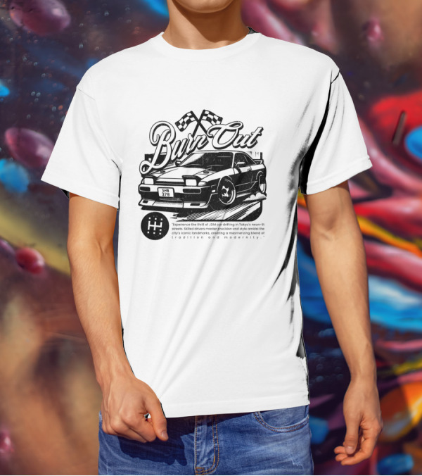 Burn Out JDM Car Drifting Tokyo Streets Tradition And Modernity T-Shirt