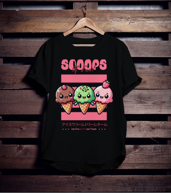 Scoops Of Fun Ice Cream Dream Team Kawaii Cones T-Shirt
