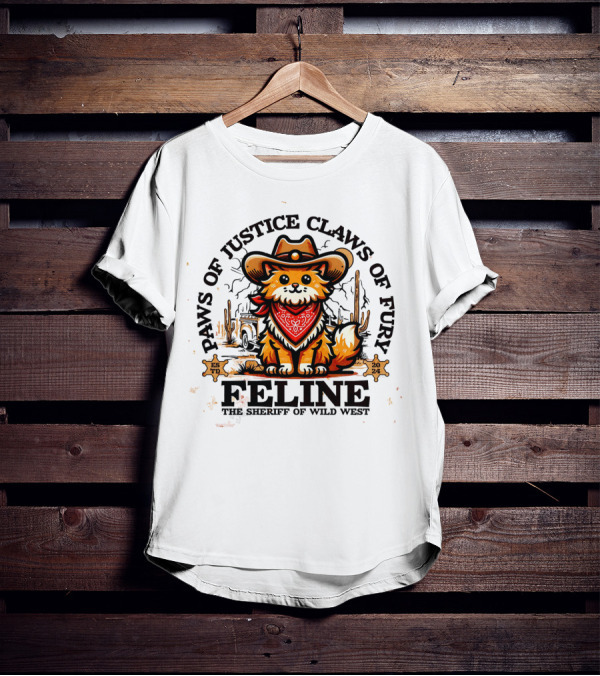 Paws Of Justice Claws Of Fury Feline The Sheriff Of Wild West T-Shirt