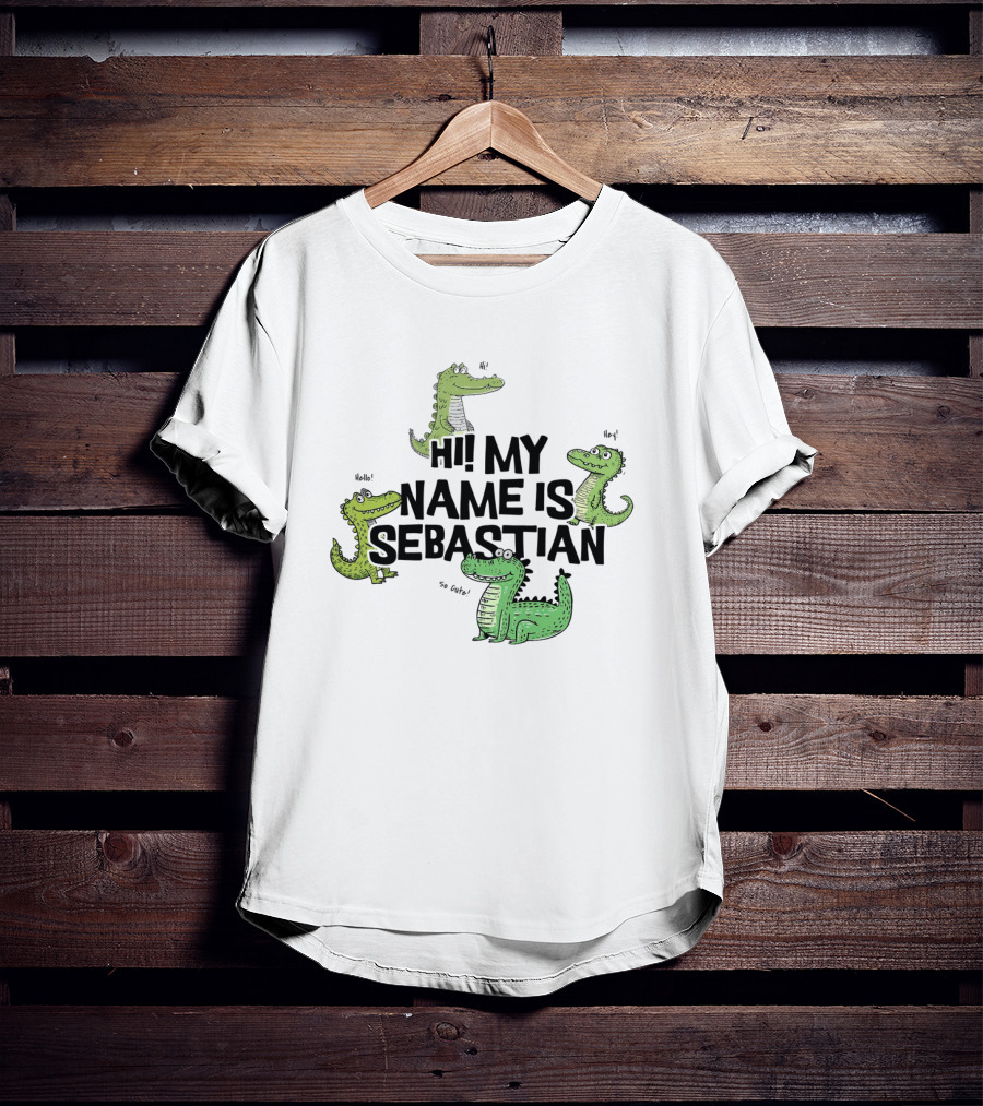 Hi My Name Is Sebastian Crocodile Greetings T-Shirt