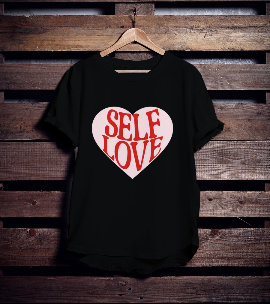 SELF LOVE Heart Retro Bold Typography T-Shirt